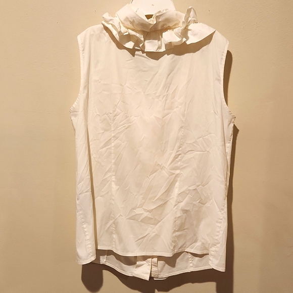 ❤️ DONCASTER COLLECTION POPLIN RUFFLED TOP / BLOUSE, 12W - Picture 8 of 9